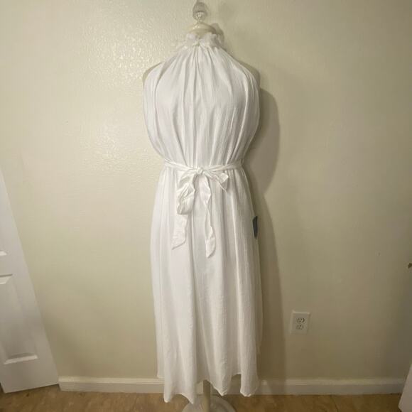 Lulus Angelic Outlook White 3D Floral Shift Halter Midi Dress Size XS NWT - Picture 3 of 7